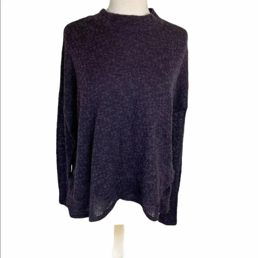 American Eagle Outfitters Sweater Large Purple Mock Neck Open Knit Oversized